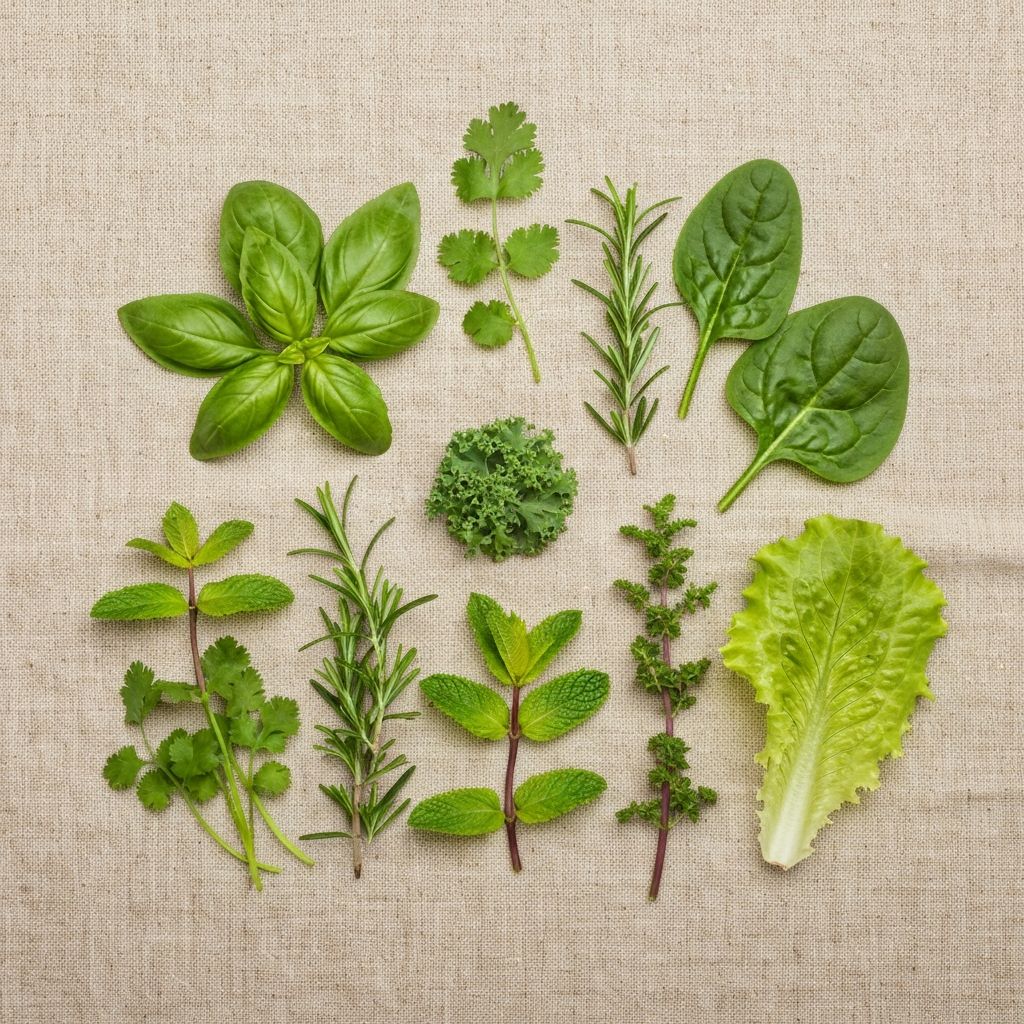Grüne Kräuter und Blätter